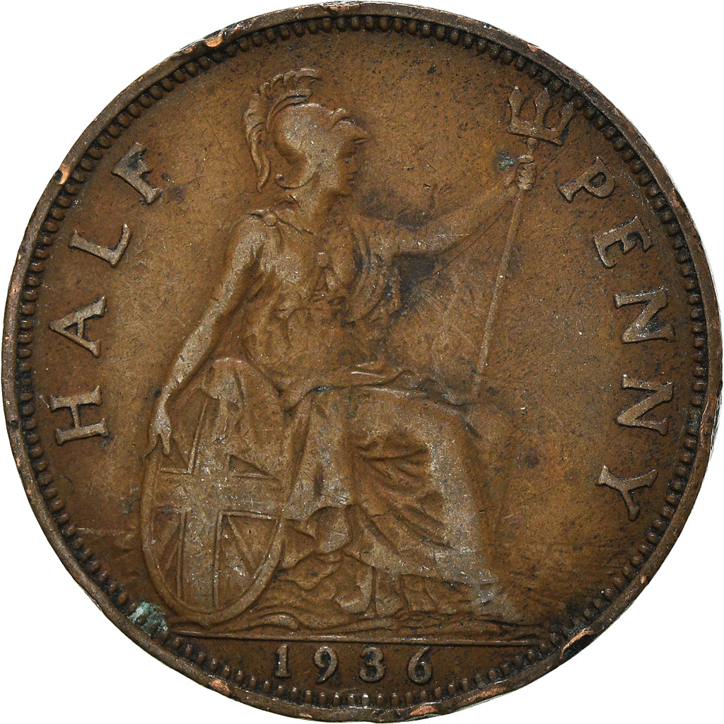 Monnaie, Grande-Bretagne, 1/2 Penny, 1936