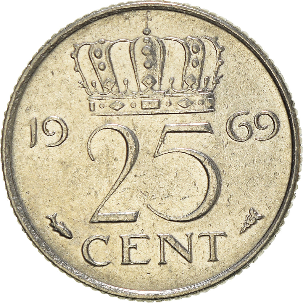Moneta, Paesi Bassi, 25 Cents, 1969