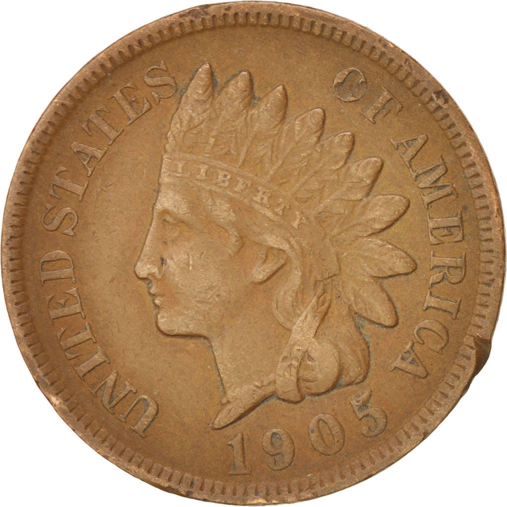 United States, Indian Head Cent, 1905, U.S. Mint, VF(30-35), Bronze, KM:90a