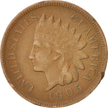 United States, Indian Head Cent, 1905, U.S. Mint, VF(30-35), Bronze, KM:90a