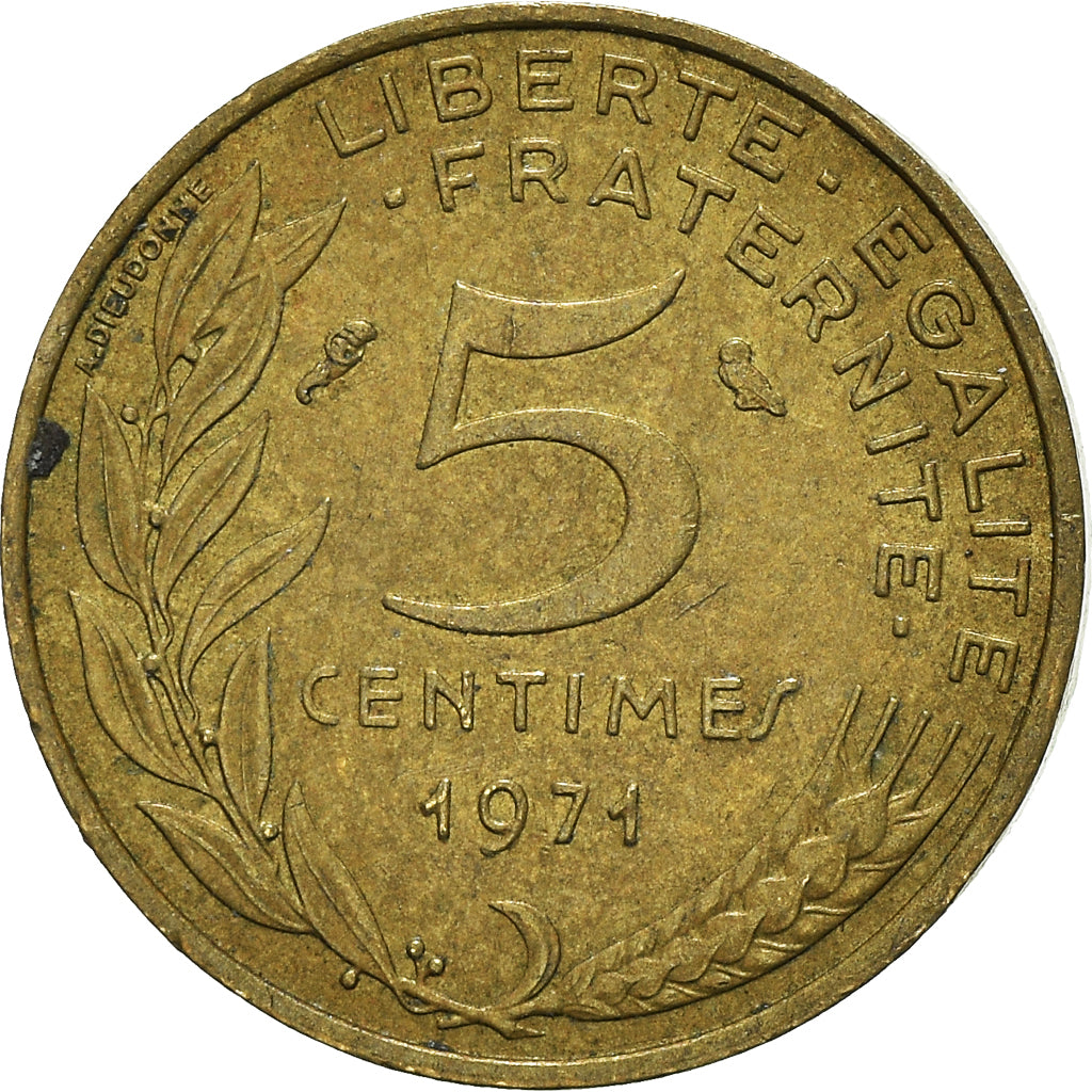 Moneta, Francja, 5 Centimes, 1971