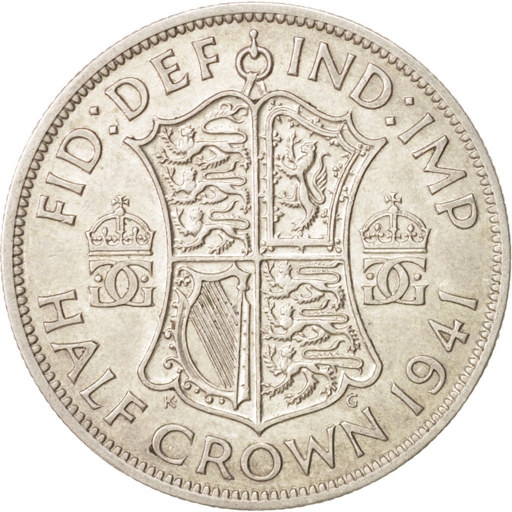 Great Britain, George VI, 1/2 Crown, 1941, AU(50-53), Silver, KM:856