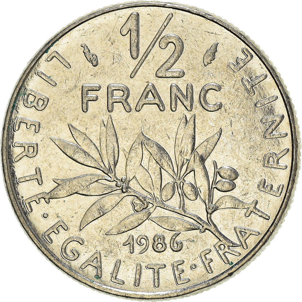 Moeda, França, 1/2 Franc, 1986