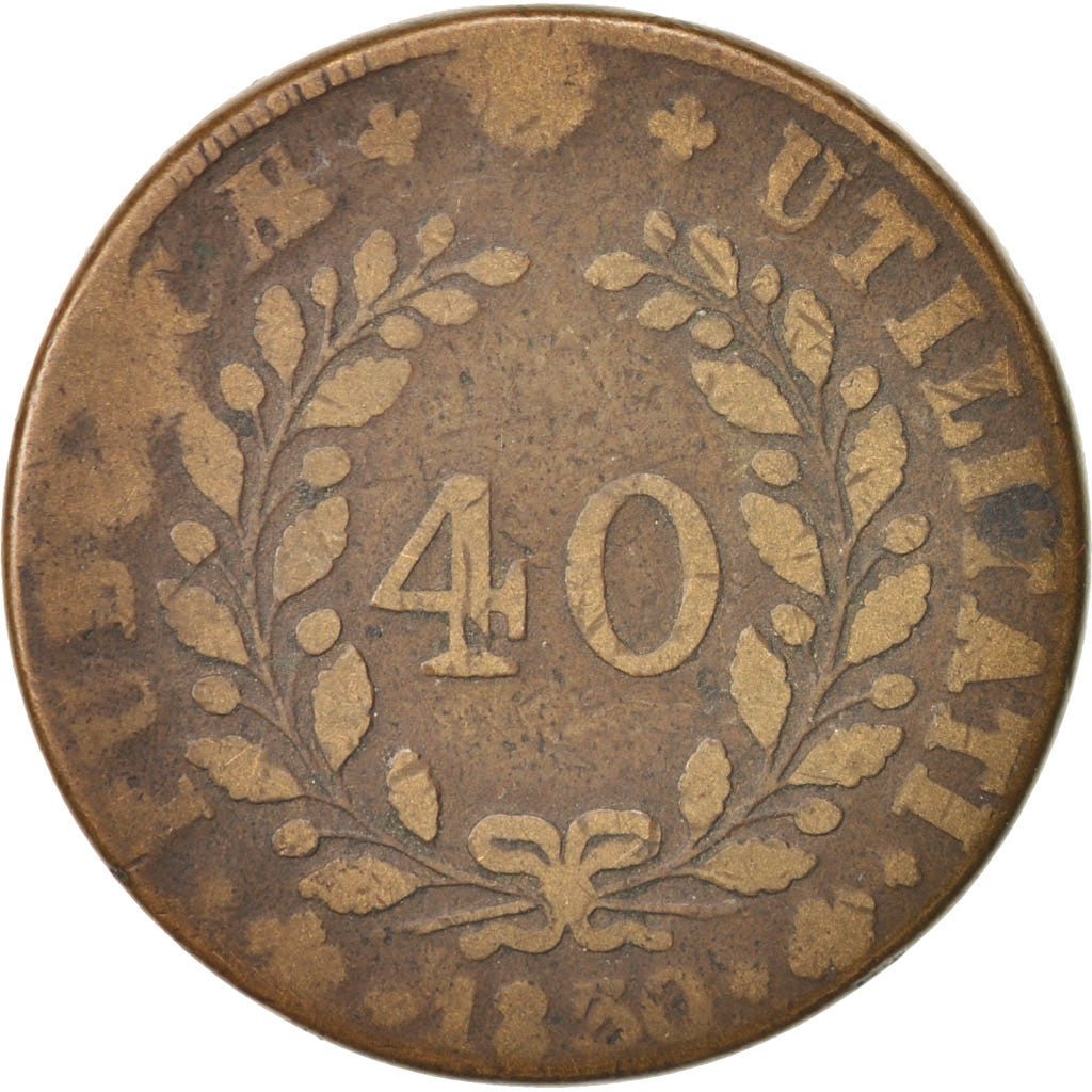 Portugal, Miguel, 40 Reis, Pataco, 1830, VG(8-10), Bronze, KM:391