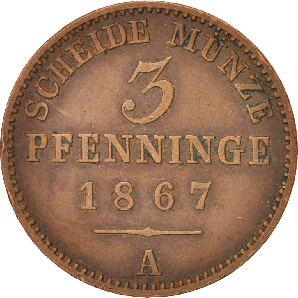 Coin, German States, PRUSSIA, Wilhelm I, 3 Pfennig, 1867, Berlin, EF(40-45)