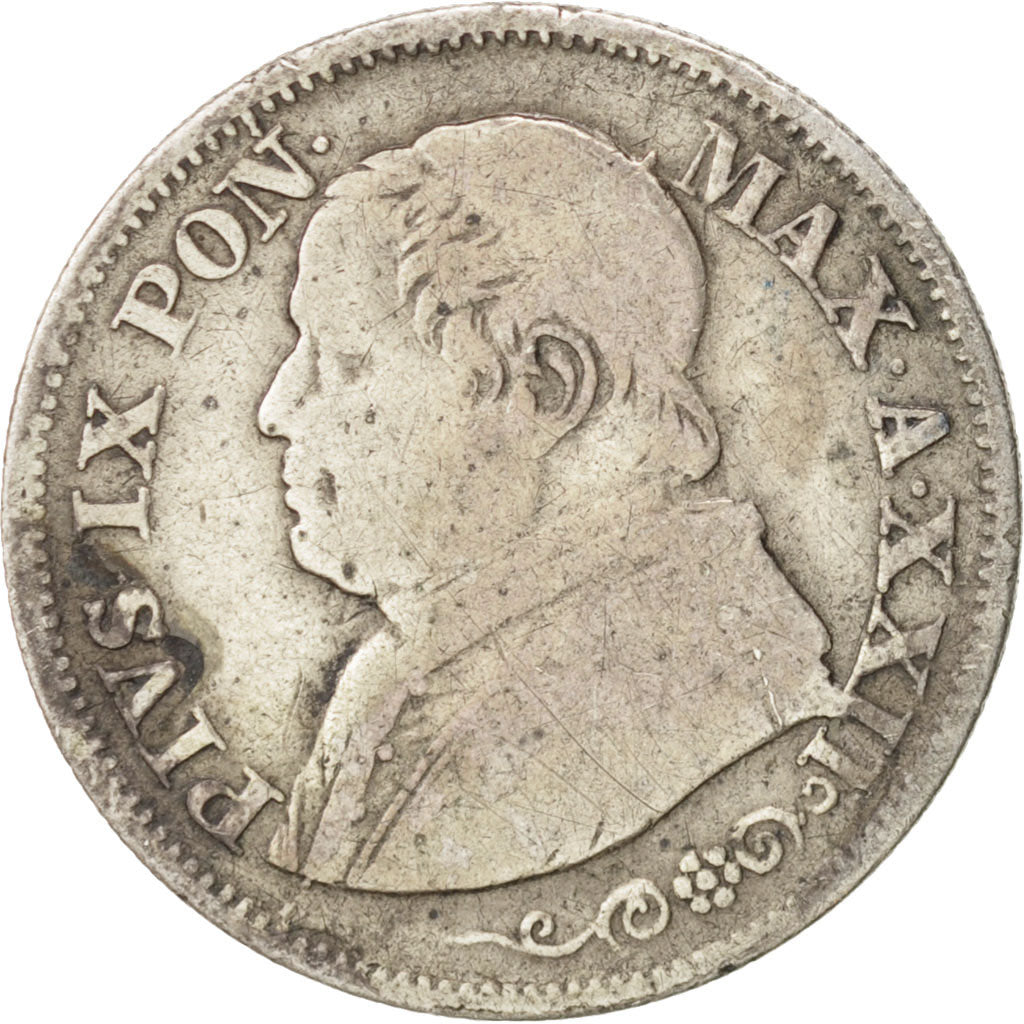 Coin, ITALIAN STATES, PAPAL STATES, Pius IX, 10 Soldi, 50 Centesimi, 1868, Roma