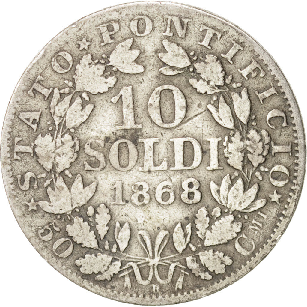 Coin, ITALIAN STATES, PAPAL STATES, Pius IX, 10 Soldi, 50 Centesimi, 1868, Roma