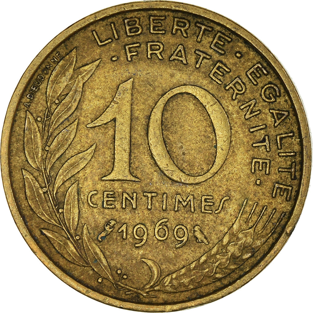 Moneda, Francia, 10 Centimes, 1969
