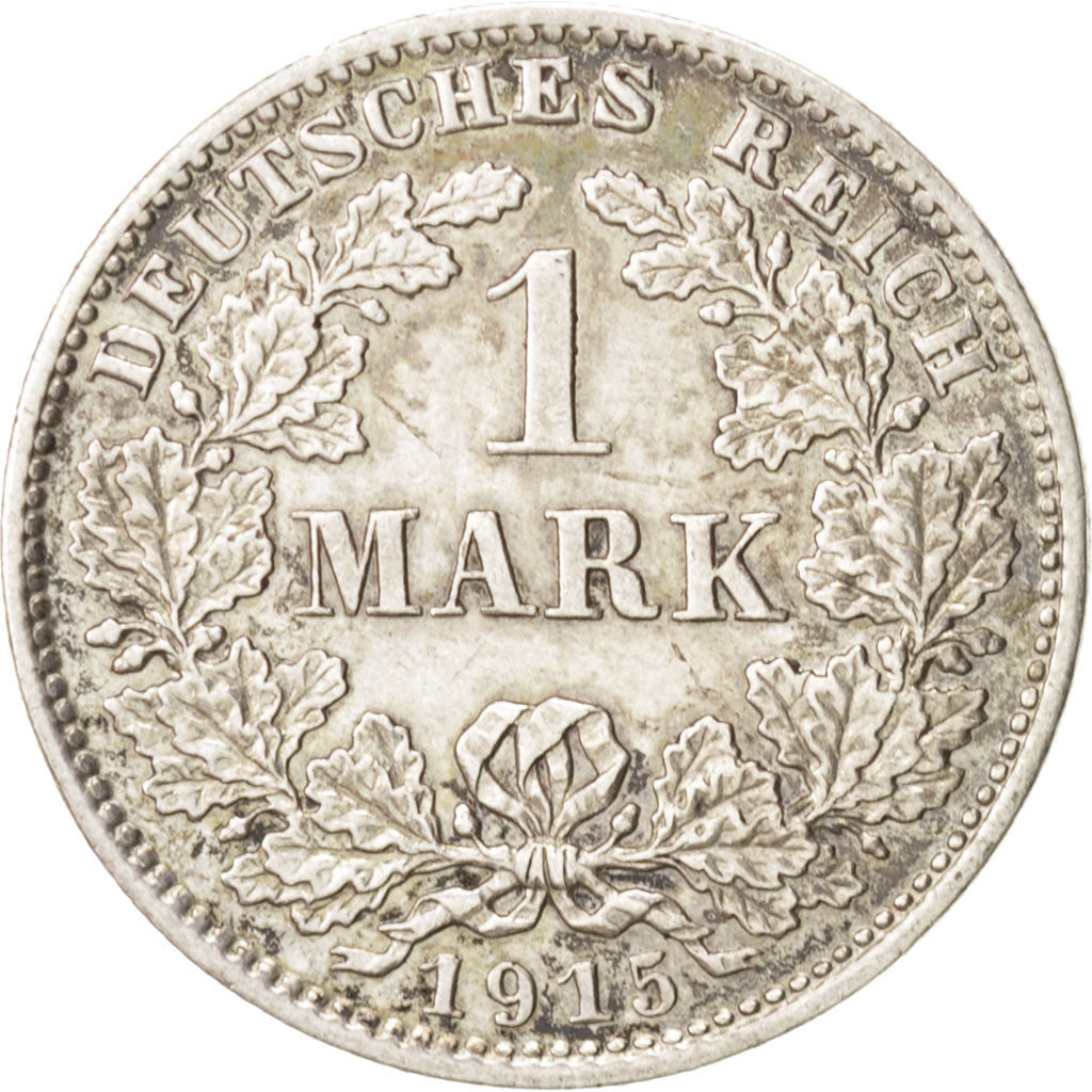GERMANY - EMPIRE, Wilhelm II, Mark, 1915, Munich, AU(55-58), Silver, KM:14
