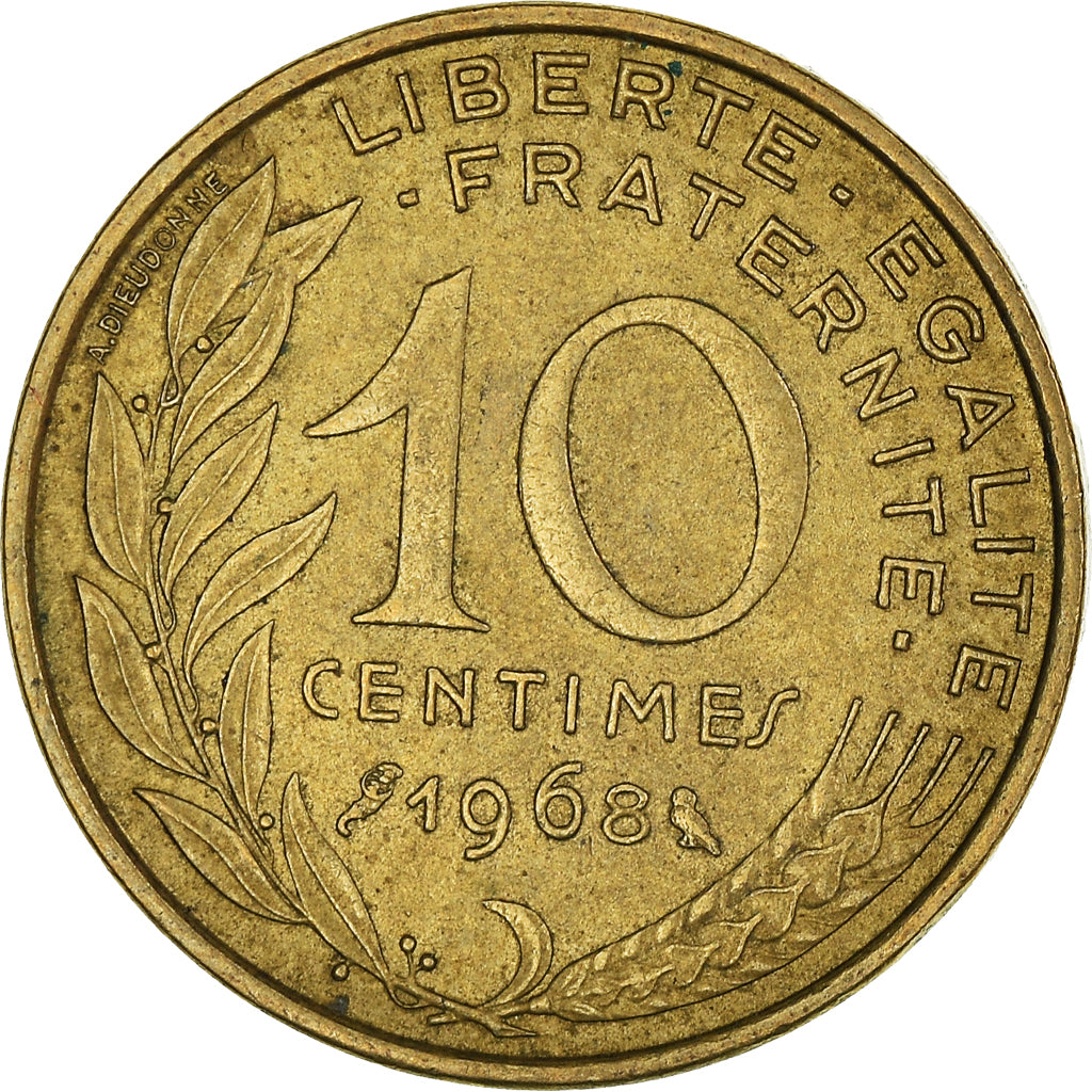Moneta, Francja, 10 Centimes, 1968