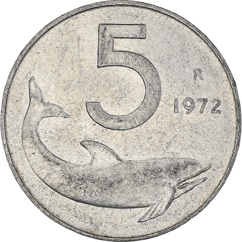 Moeda, Itália, 5 Lire, 1972