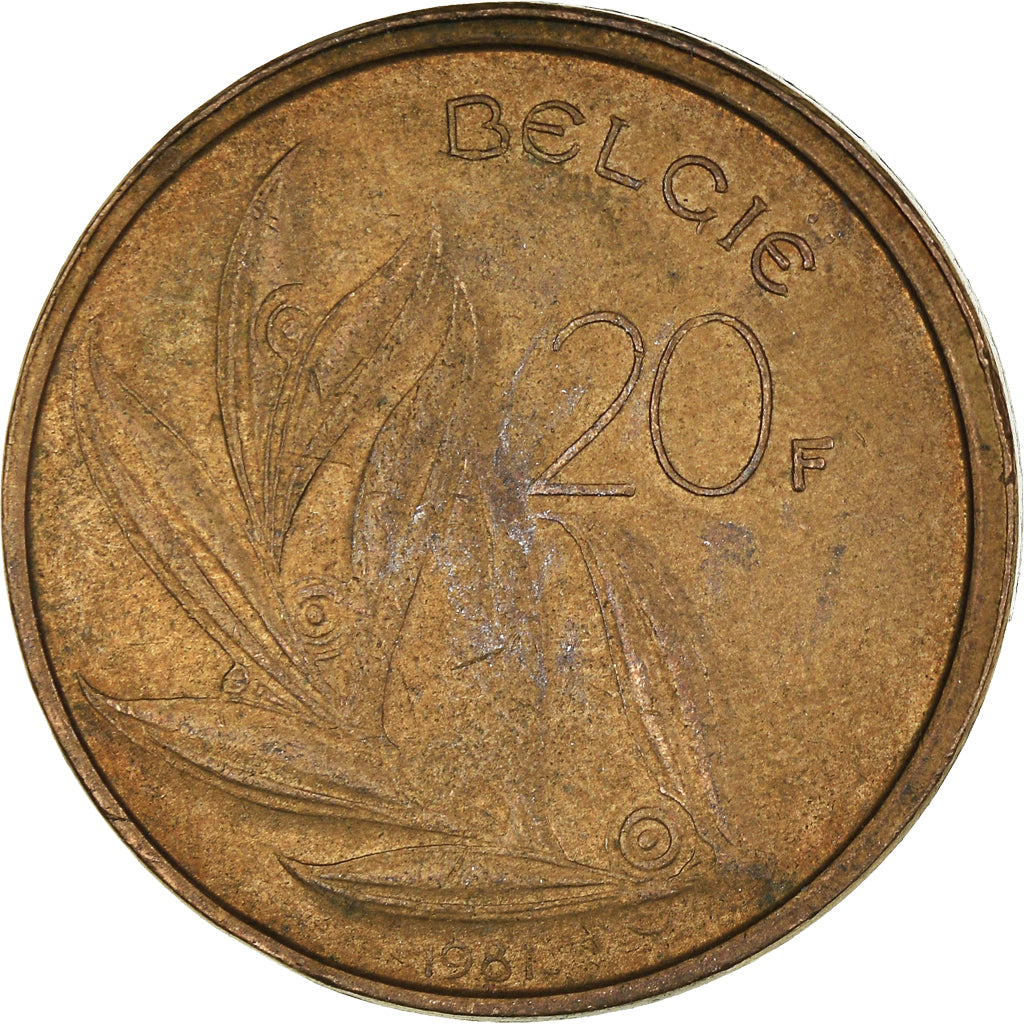 Coin, Belgium, 20 Francs, 20 Frank, 1981