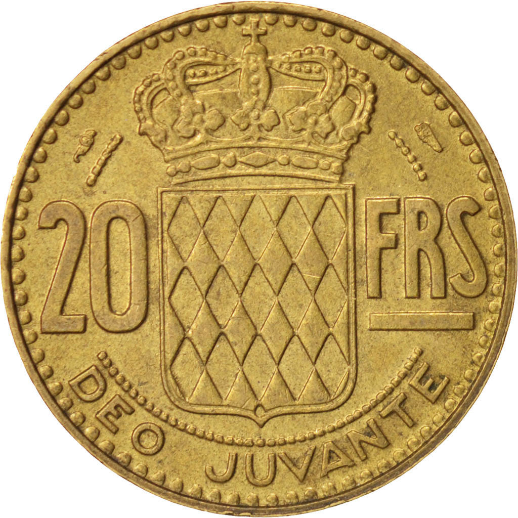 Monaco, Rainier III, 20 Francs, 1951, Paris, AU(50-53), Aluminum-Bronz...