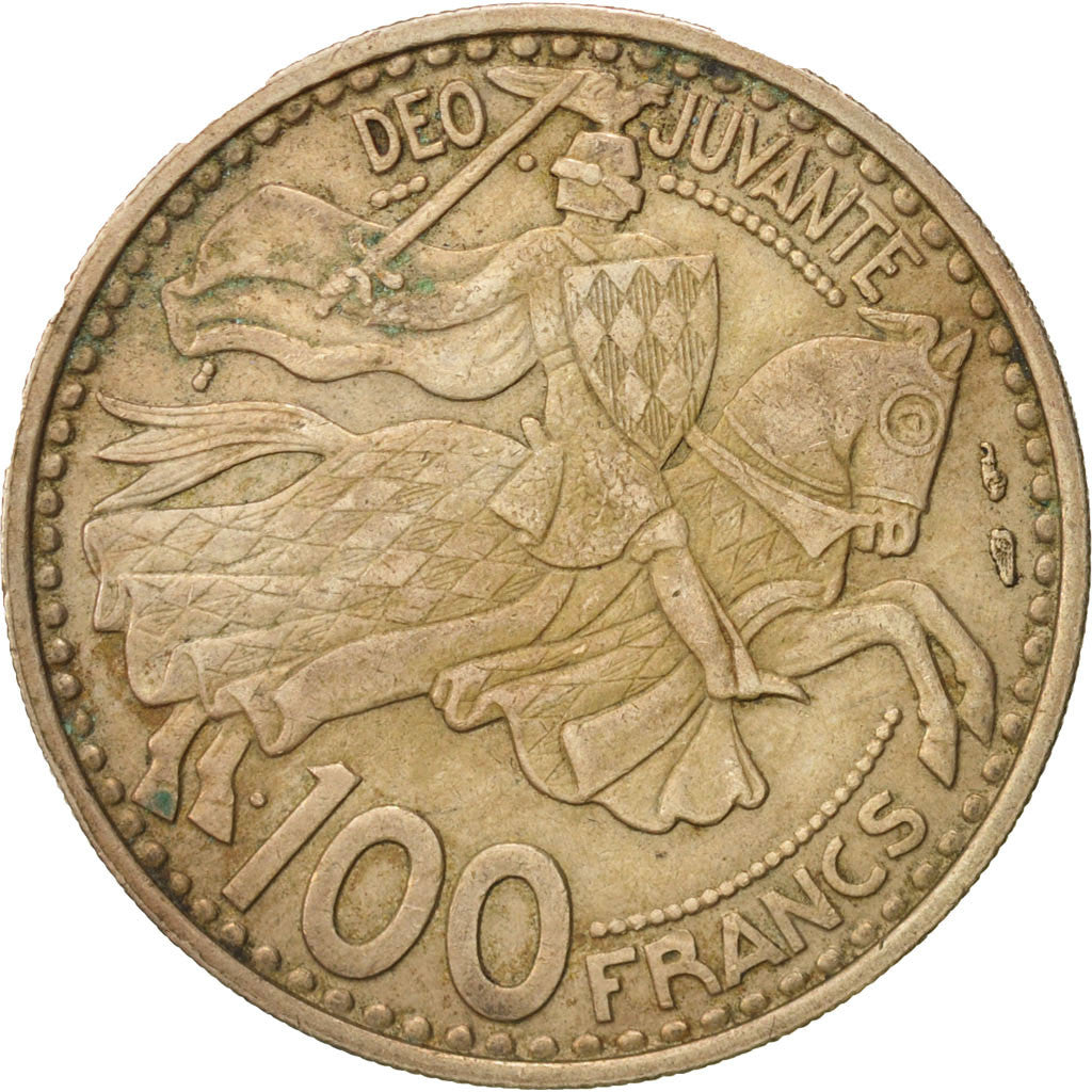 Monaco, Rainier III, 100 Francs, Cent, 1950, Paris, BB, Rame-nichel, KM:133