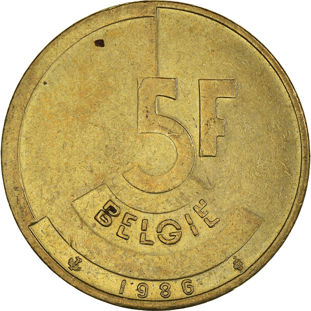Monnaie, Belgique, 5 Francs, 5 Frank, 1986