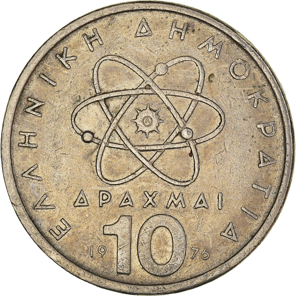 Coin, Greece, 10 Drachmai, 1976