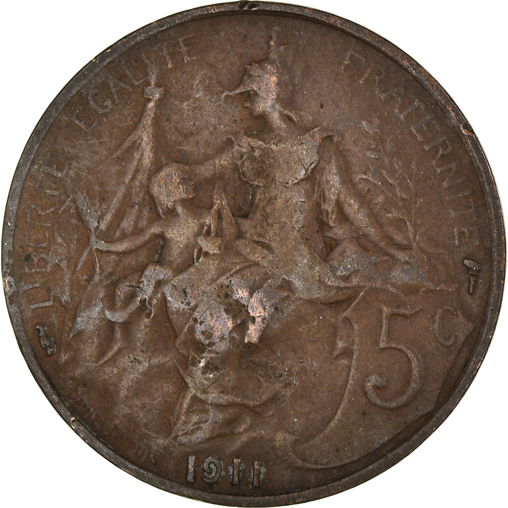 Moeda, França, 5 Centimes, 1911