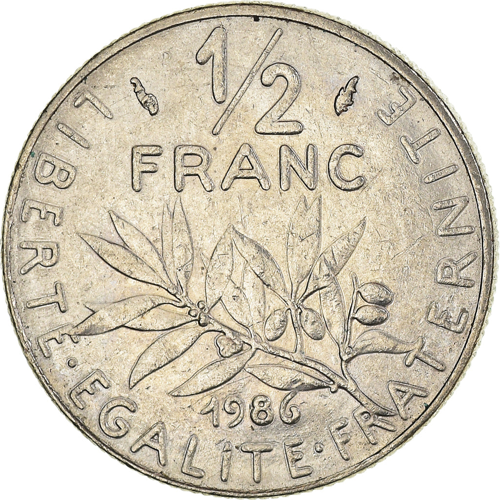 Coin, France, 1/2 Franc, 1986