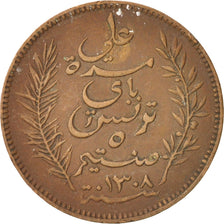 Tunisia, Ali Bey, 5 Centimes, 1891, Paris, EF(40-45), Bronze, KM:221