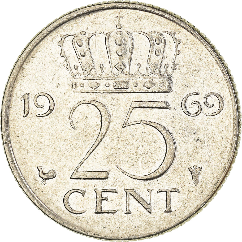 Münze, Niederlande, 25 Cents, 1969