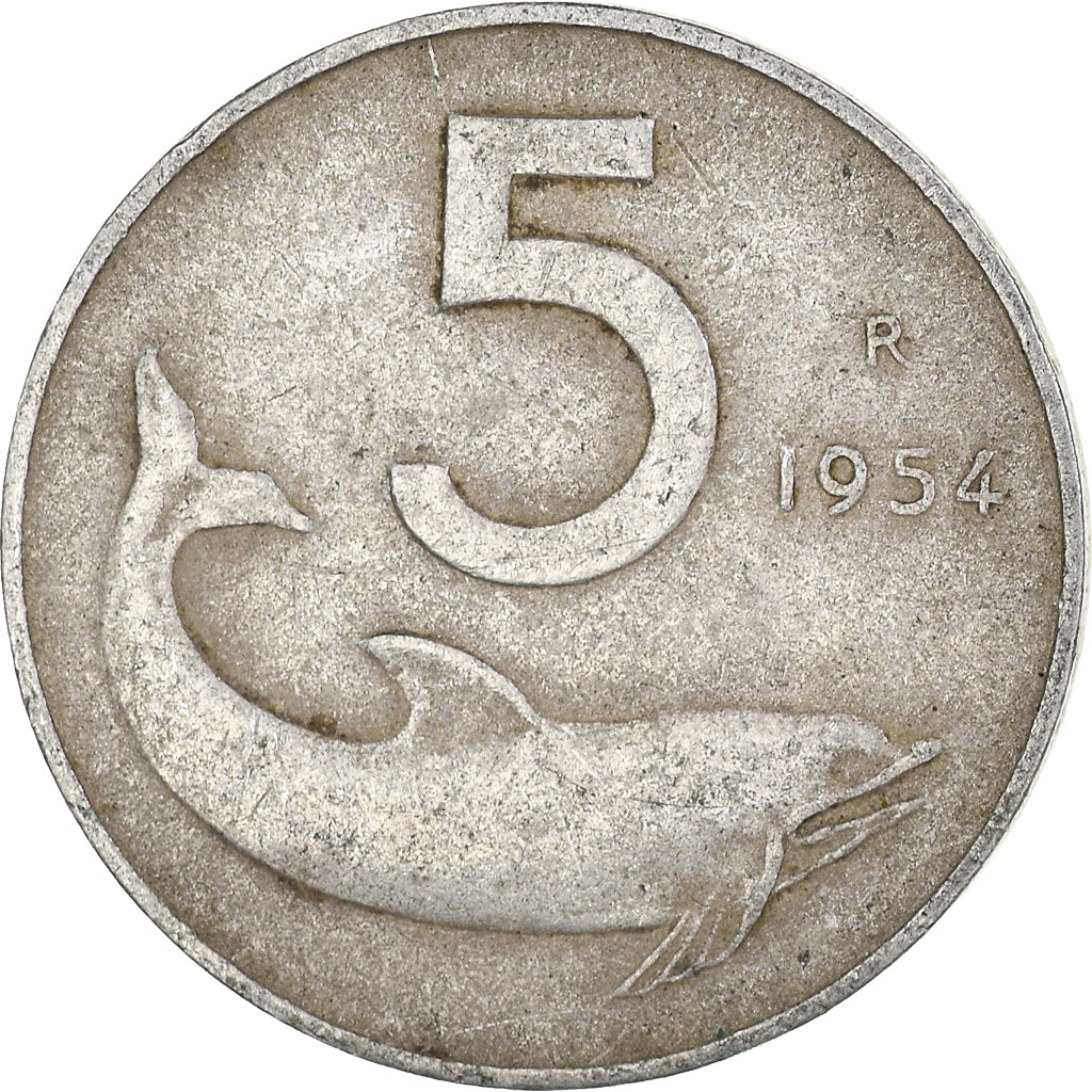 Moeda, Itália, 5 Lire, 1954
