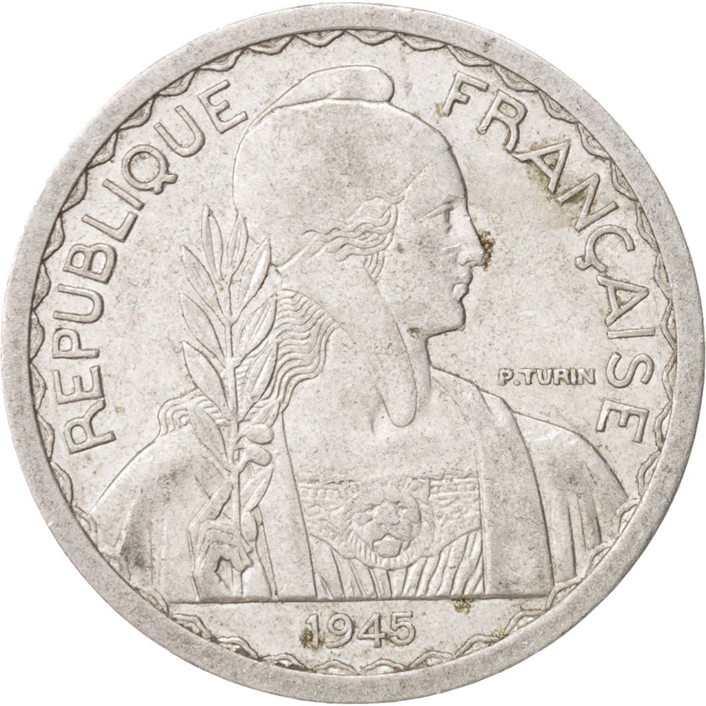 FRENCH INDO-CHINA, 20 Cents, 1945, Beaumont - Le Roger, EF(40-45), Aluminum,...