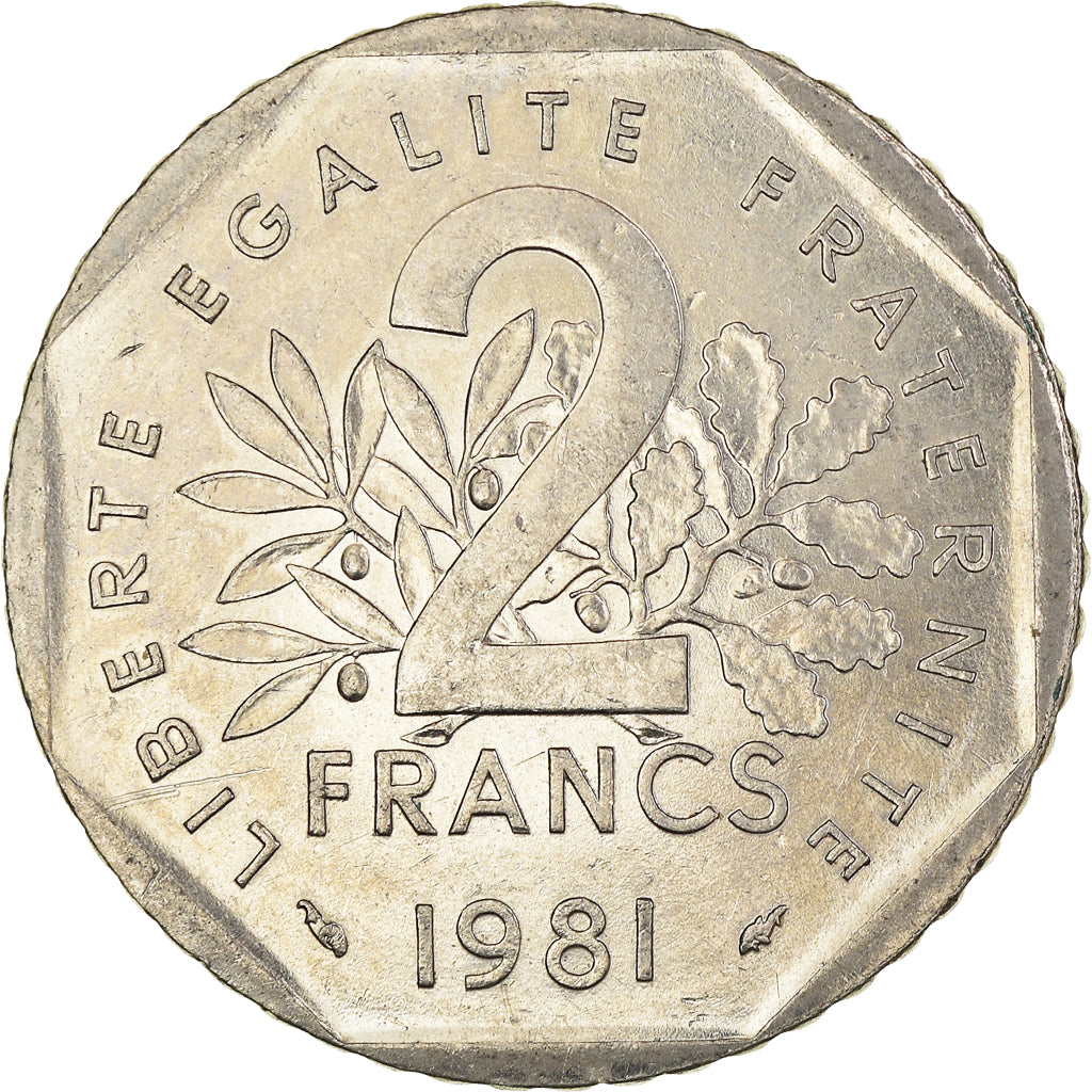 Moneta, Francia, 2 Francs, 1981