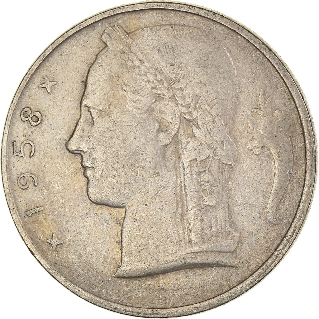 Munten, België, 5 Francs, 5 Frank, 1958