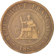 FRENCH INDO-CHINA, Cent, 1887, Paris, VF(30-35), Bronze, KM:1