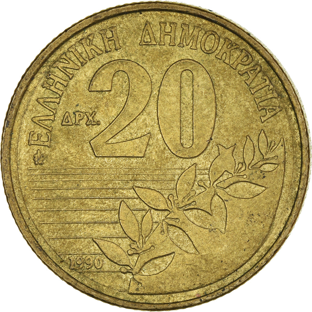 Moneta, Grecia, 20 Drachmes, 1990