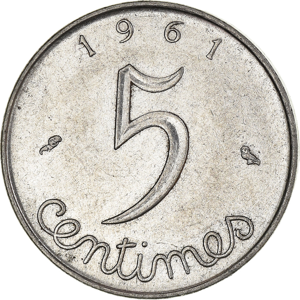 Moeda, França, 5 Centimes, 1961