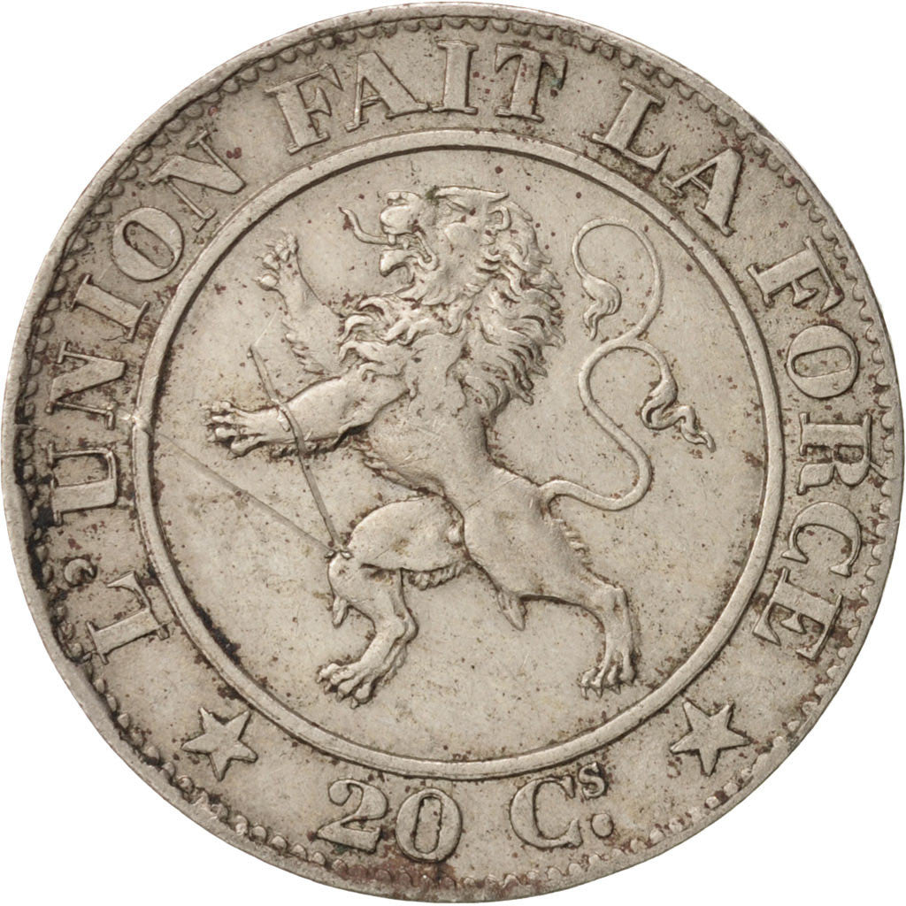 Belgium, Leopold I, 20 Centimes, 1861, VF(30-35), Copper-nickel, KM:20
