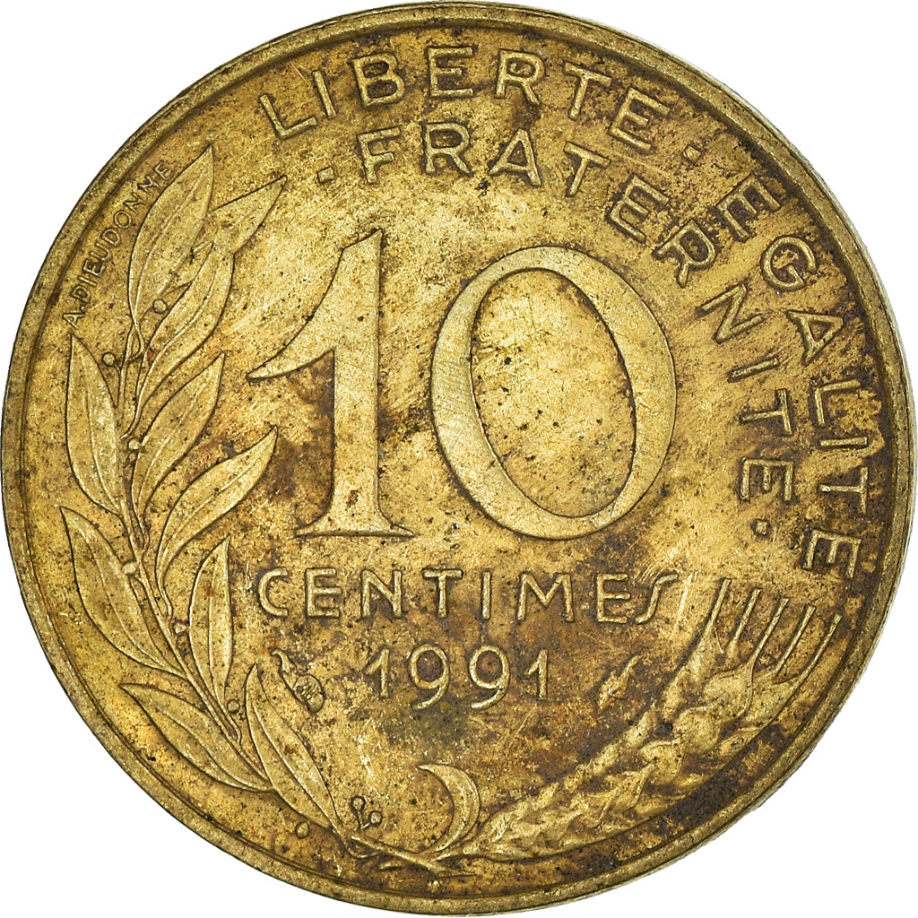 Coin, France, 10 Centimes, 1991