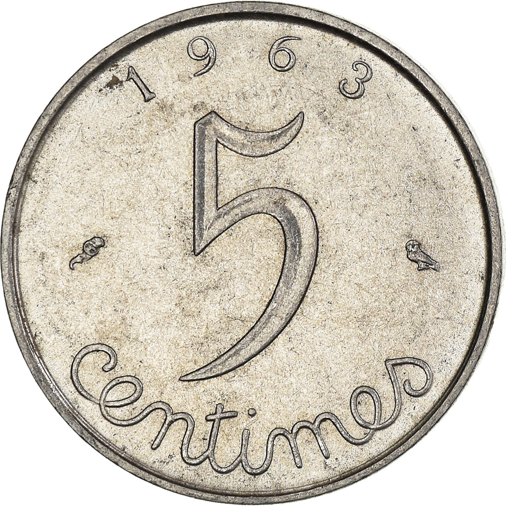Moeda, França, 5 Centimes, 1963