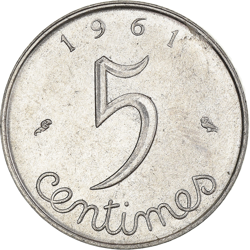 Moeda, França, 5 Centimes, 1961