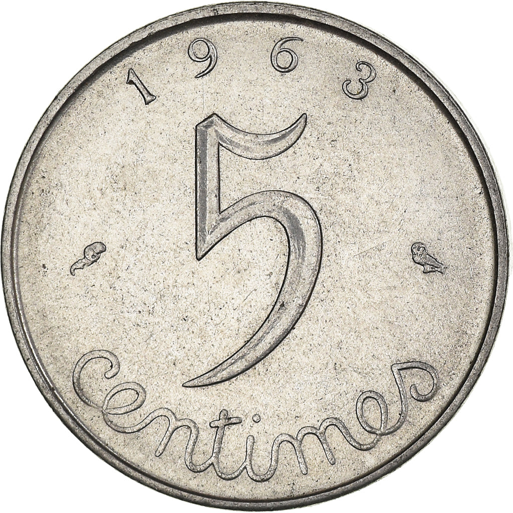 Moeda, França, 5 Centimes, 1963