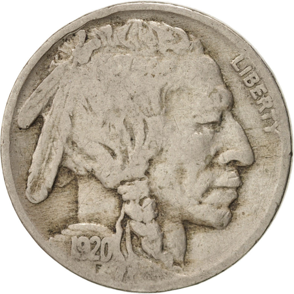 United States, Buffalo Nickel, 5 Cents, 1920, U.S. Mint, VF(20-25), Copper-ni...
