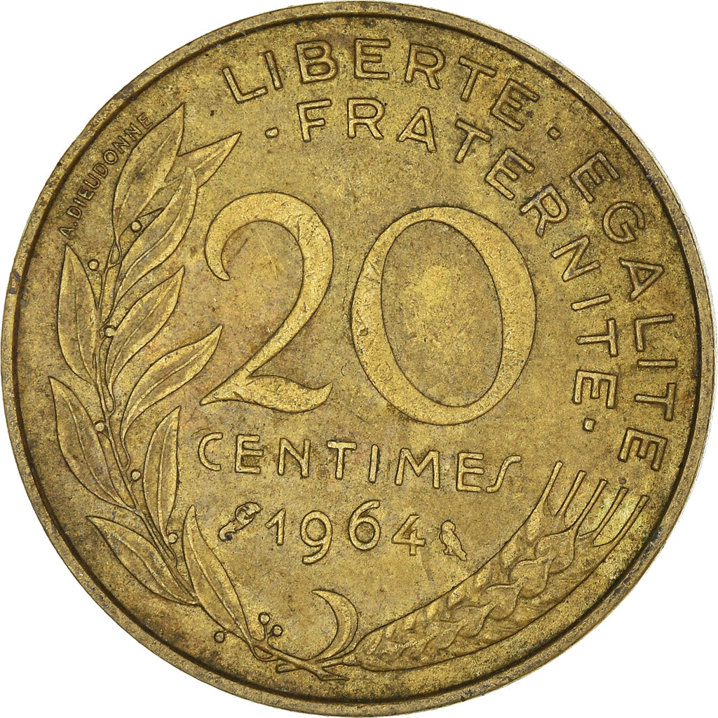 Munten, Frankrijk, 20 Centimes, 1964
