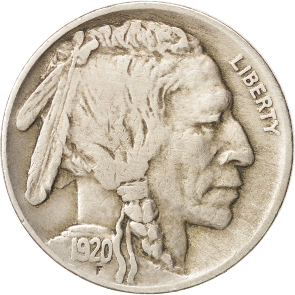 Stati Uniti, Buffalo Nickel, 5 Cents, 1920, U.S. Mint, Philadelphia, BB, Rame...