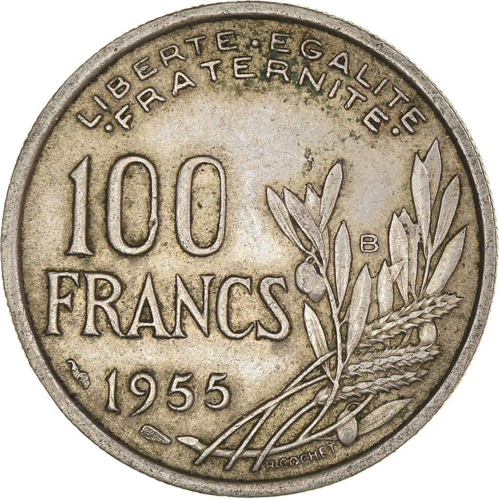 Munten, Frankrijk, 100 Francs, 1955