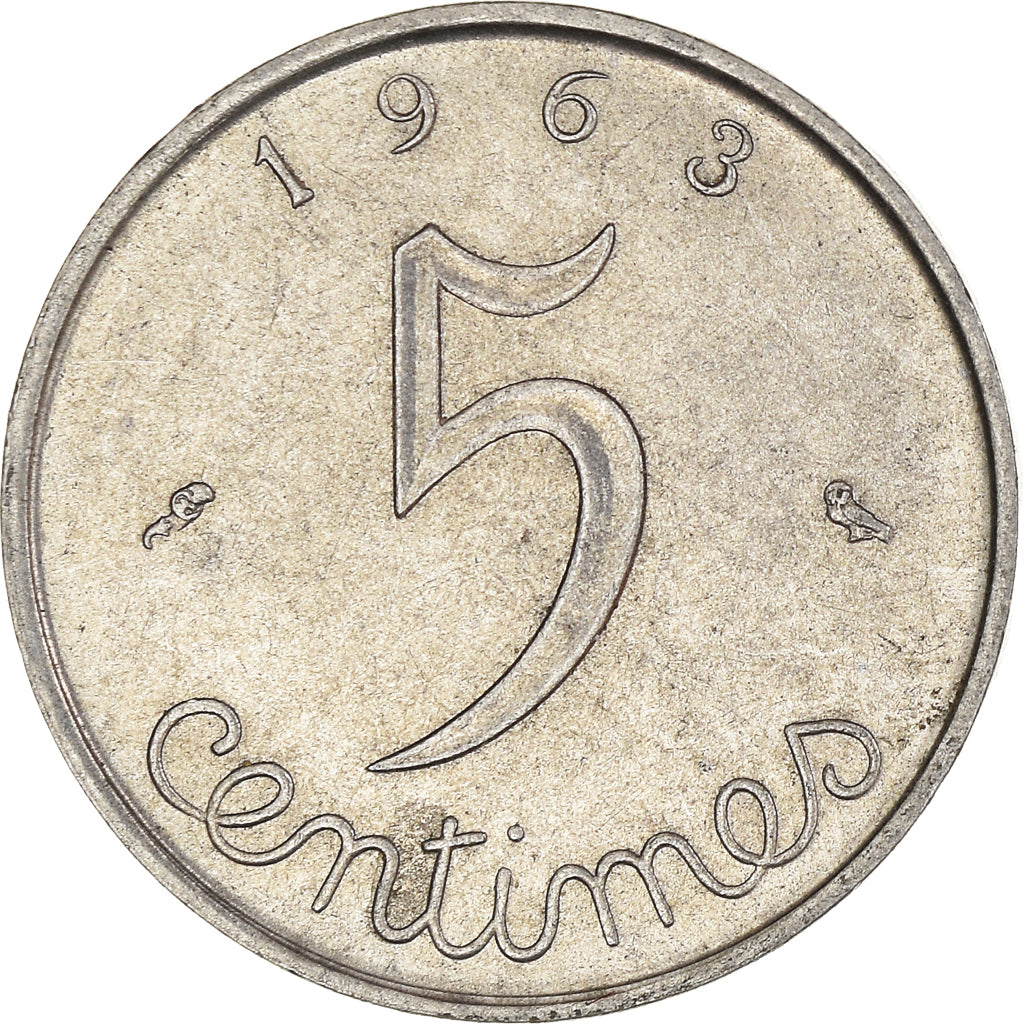 Moeda, França, 5 Centimes, 1963
