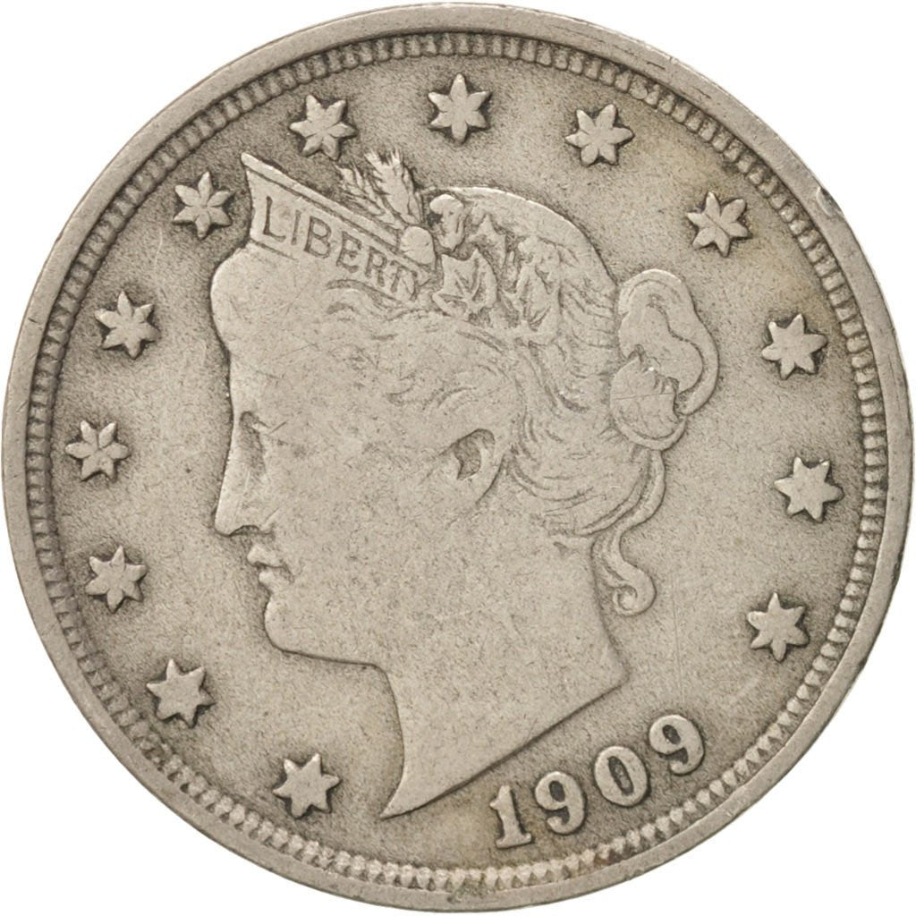 United States, Liberty Nickel, 5 Cents, 1909, U.S. Mint, VF(30-35), Copper-ni...