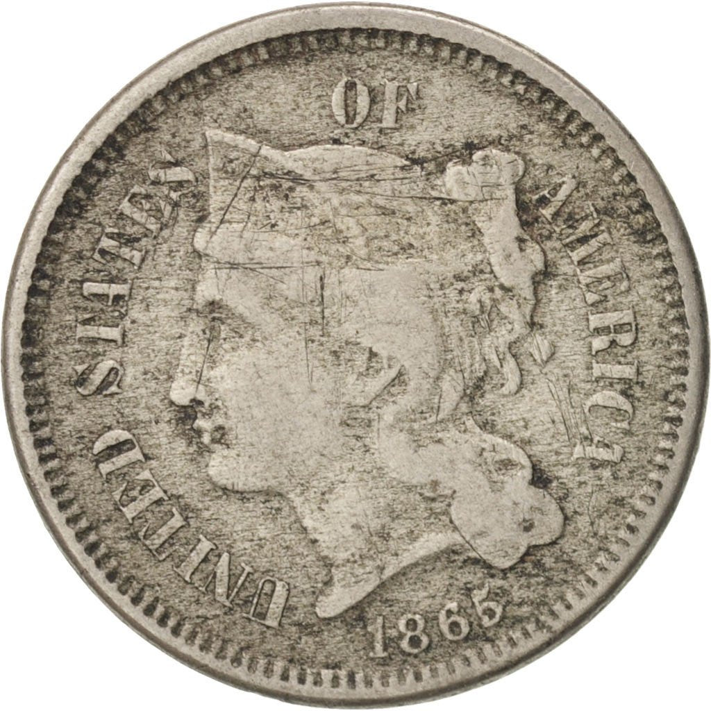 United States, Nickel 3 Cents, 1865, U.S. Mint, VF(20-25), Copper-nickel, KM:95