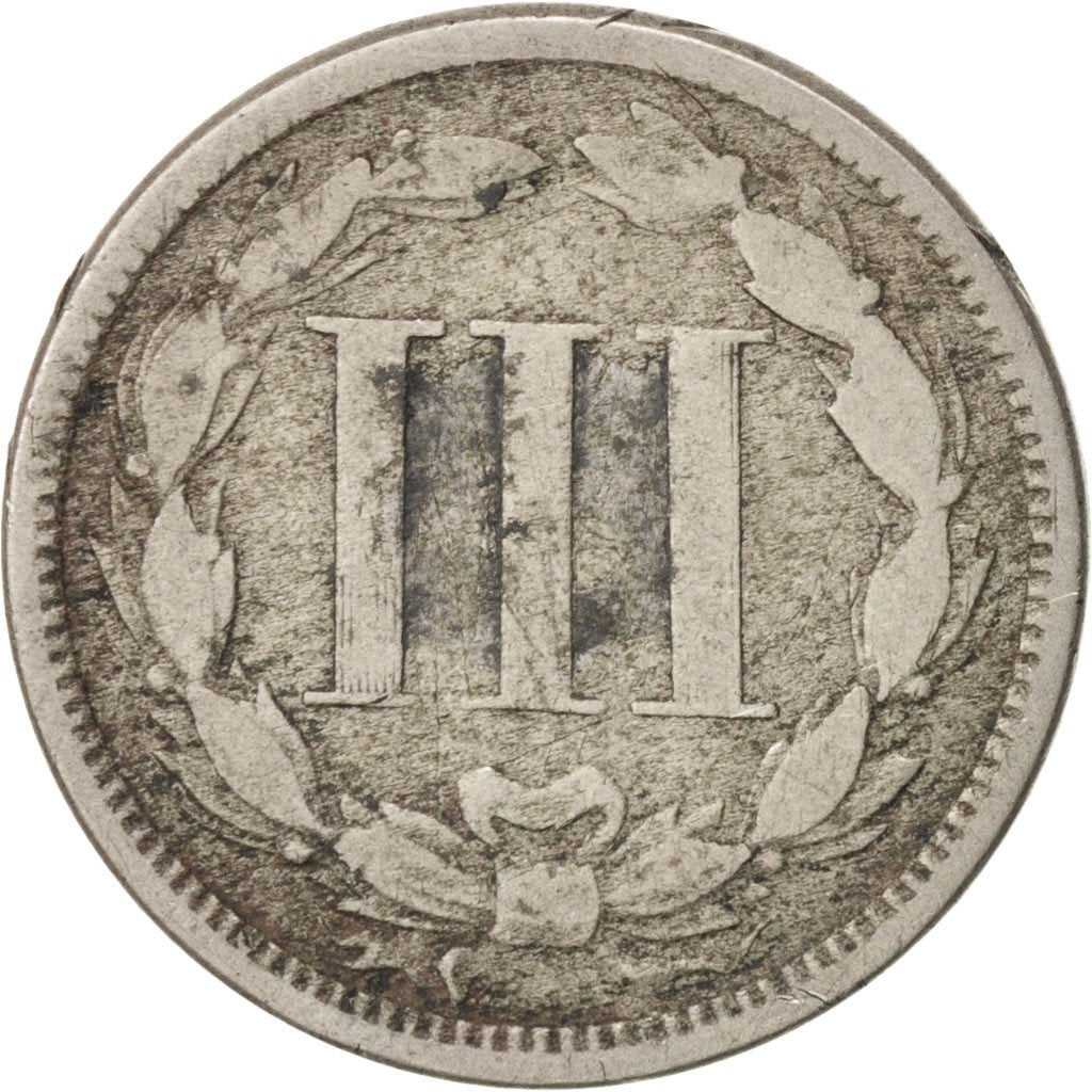 United States, Nickel 3 Cents, 1865, U.S. Mint, VF(20-25), Copper-nickel, KM:95