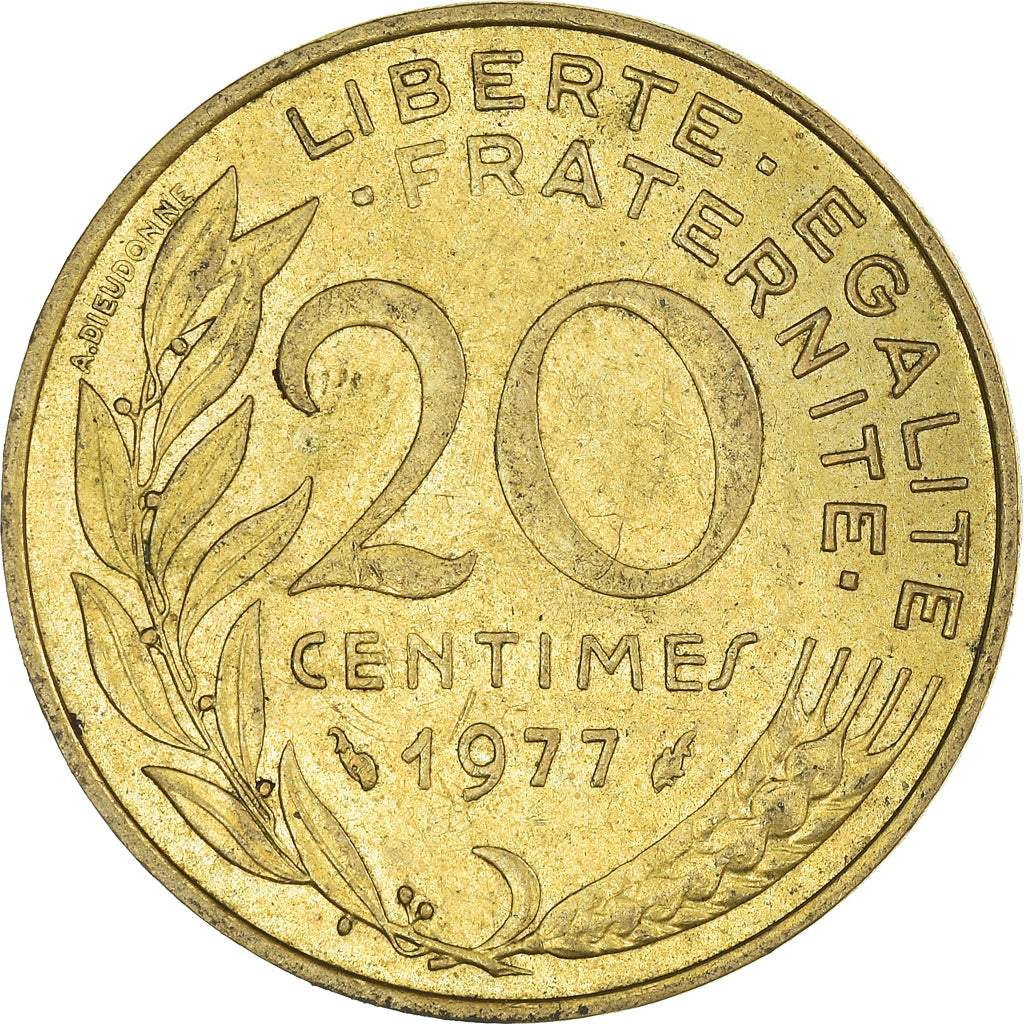 Munten, Frankrijk, 20 Centimes, 1977