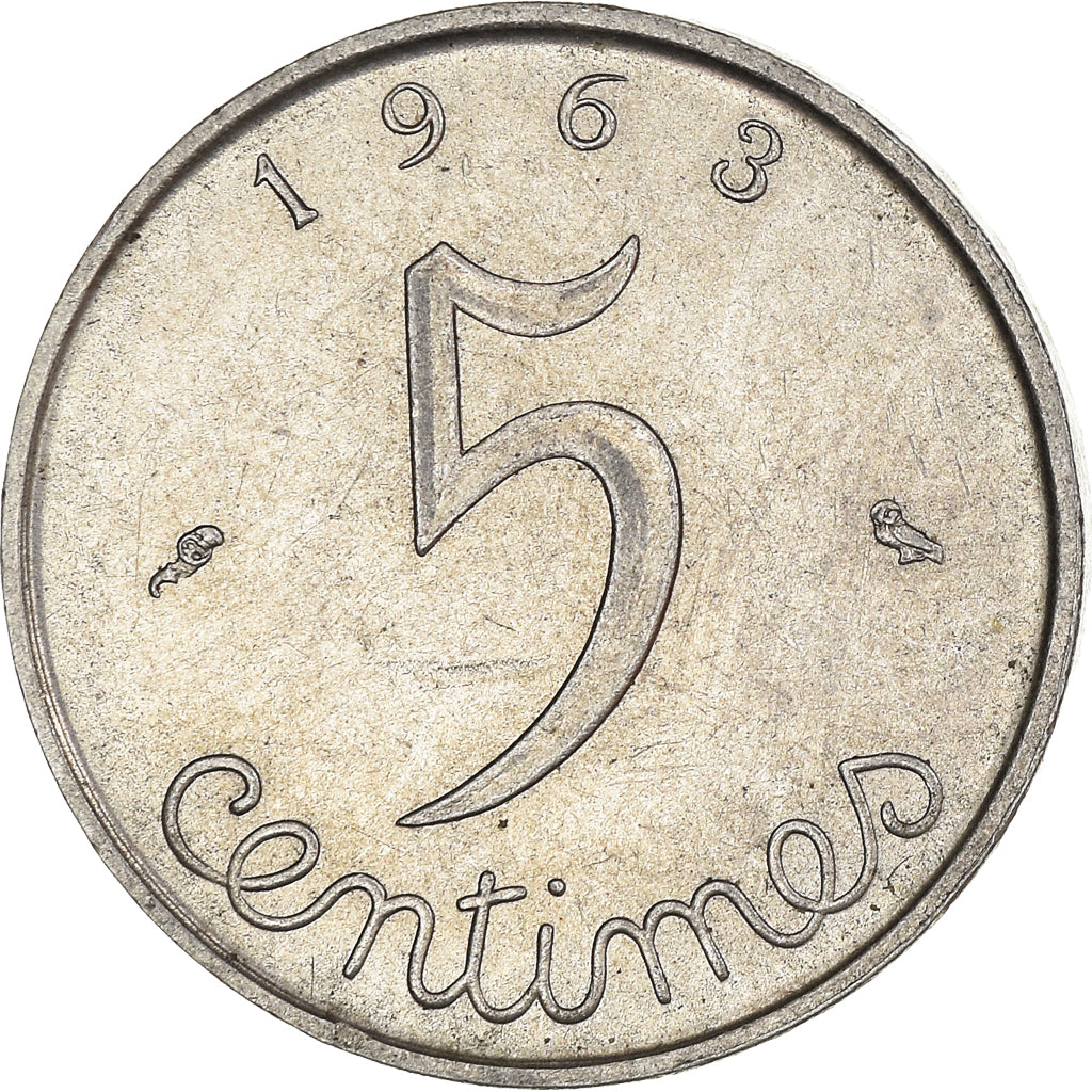 Moeda, França, 5 Centimes, 1963