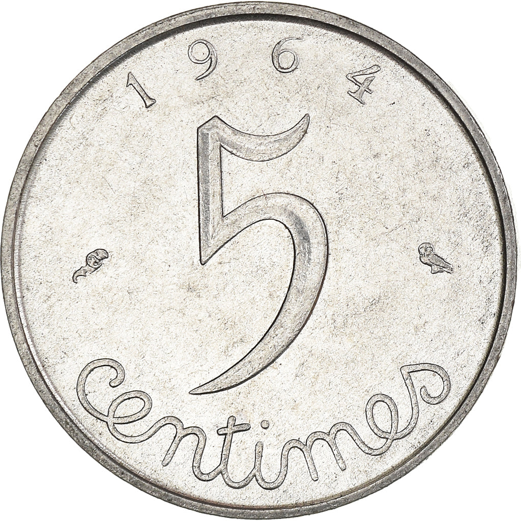 Moeda, França, 5 Centimes, 1964