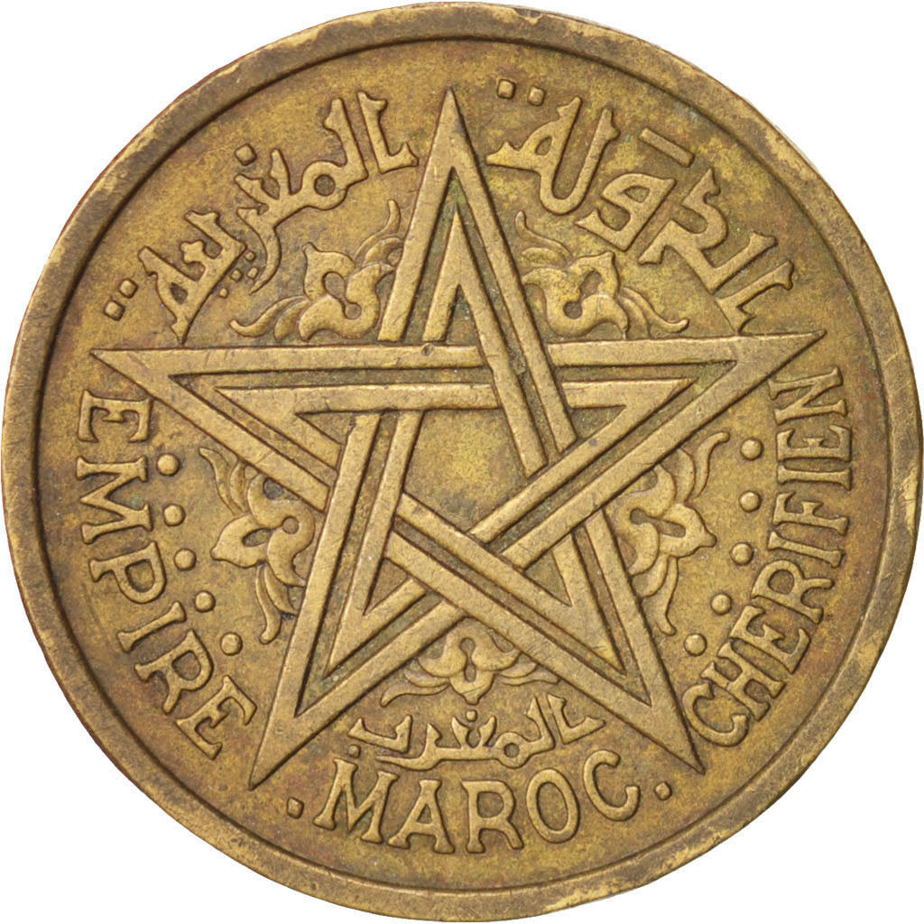 Morocco, Mohammed V, 2 Francs, 1945, Paris, EF(40-45), Aluminum-Bronze, KM:42