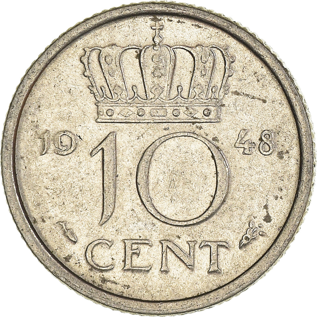 Moeda, Países Baixos, 10 Cents, 1948