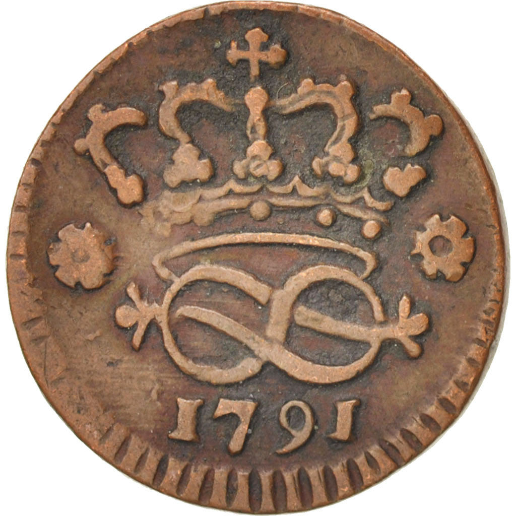 STATI ITALIANI, SARDINIA, Vittorio Amedeo III, 2 Denari, 1791, Torino, BB, Ra...